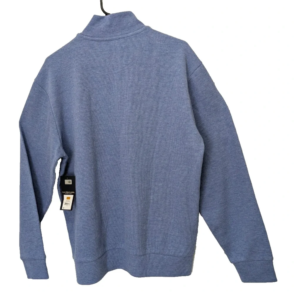 Men's US Polo Assn 1/4 Zip Pullover Blue Large Long Sleeve Sweater - Picture 4 of 10